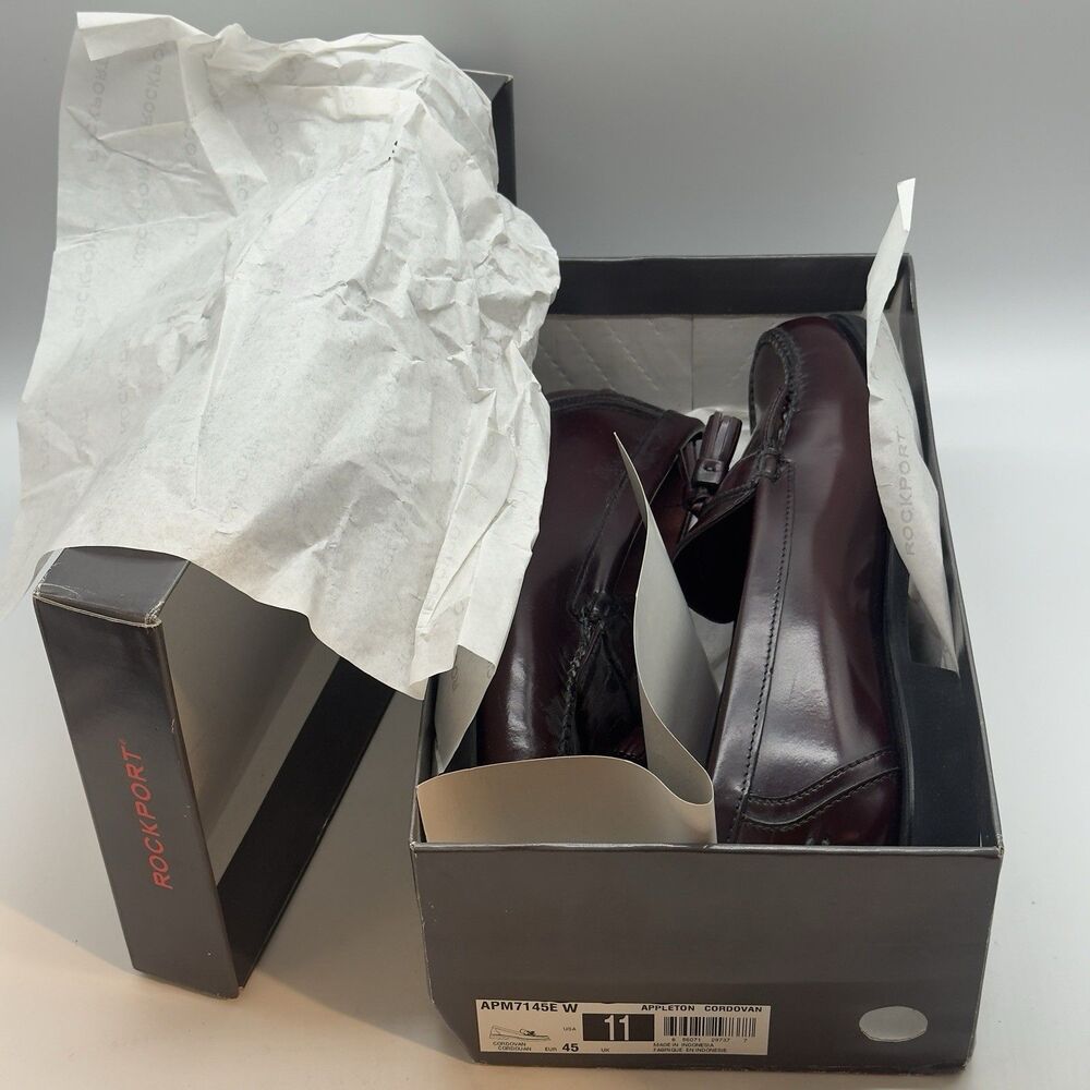 Rockport Appleton Kiltie Tassel Loafers Men’s 11 W Cordovan Leather Shoes NEW - Picture 3 of 12